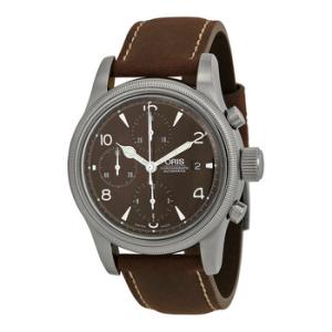 Oskar Bider Chronograph Black Dial Brown Leather Watch 77475674084SET
