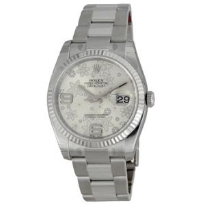 Oyster Perpetual 36 mm Silver Floral Dial Stainless Steel Bracelet Automatic Watch 116234SAFO