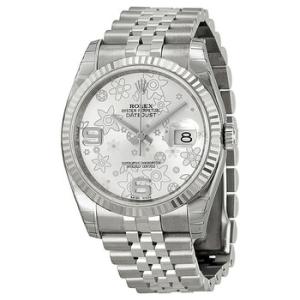 Oyster Perpetual 36 mm Silver floral Dial Stainless Steel Jubilee Bracelet Automatic Watch 116234SAFJ
