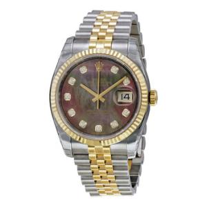 Oyster Perpetual Datejust 36 Black Mother of Pearl Dial Stainless Steel and 18K Yellow Gold Jubilee Bracelet Automatic Watch 116233BKMDJ
