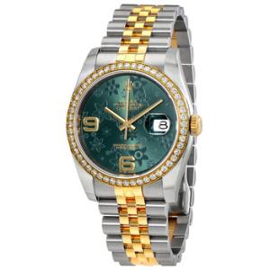 Oyster Perpetual Datejust 36 Green Floral Dial Stainless Steel and 18K Yellow Gold Jubilee Bracelet Automatic Watch 116243GRFAJ