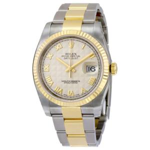 Oyster Perpetual Datejust 36 Ivory Pyramid Dial Stainless Steel and 18K Yellow Gold Bracelet Automatic Watch 116233IPRO