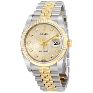 Oyster Perpetual Datejust 36 Silver With 10 Diamonds Dial Stainless Steel and 18K Yellow Gold Jubilee Bracelet Automatic Watch 116233SJDJ