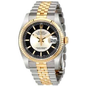 Oyster Perpetual Datejust 36 Silver and Black Dial Stainless Steel and 18K Yellow Gold Jubilee Bracelet Automatic Watch 116233SBKSJ