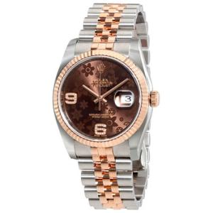 Oyster Perpetual Datejust Chocolate Floral Motif Dial Automatic Stainless Steel and 18kt Everose Gold Watch 116231CHFDAJ