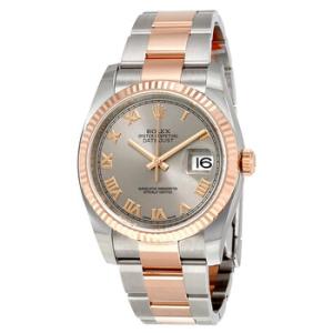 Oyster Perpetual Datejust Rhodium Dial Automatic Stainless Steel and 18 Carat Everose Gold Watch 116231RRO