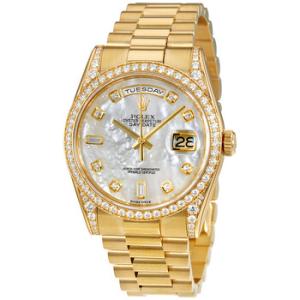 Oyster Perpetual Mother of Pearl Diamond 18K Yellow Gold Watch 118388MDP