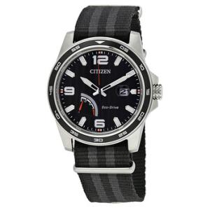 PRT Black Dial Striped Nylon Watch AW703006E