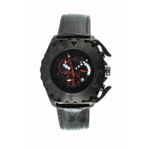 Paddle Black Dial Black Leather Watch Q307
