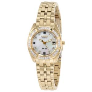 Paladion EcoDrive Diamond Mother of Pearl Dial GoldTone Watch EW159251D
