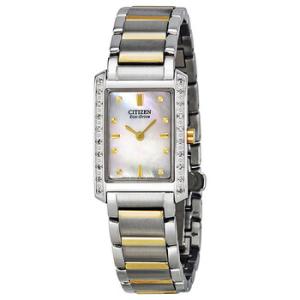 Palidoro EcoDrive Diamond Mother of Pearl Dial TwoTone Stainless Steel Watch EX113459D