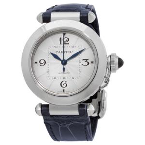 Pasha Automatic Silver Dial Black Leather Watch WSPA0012