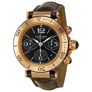 Pasha Black Dial 18kt Rose Gold Chronograph Watch W3030018