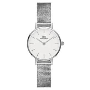 Petite Pressed Sterling Quartz White Dial Watch DW00100442