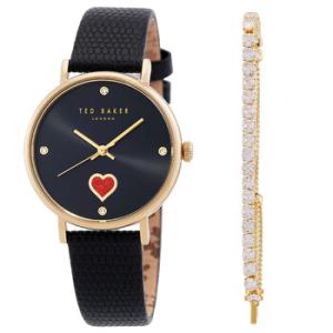 Phylipa Quartz Crystal Black Dial Watch and Bracelet Set BKGFW22159I