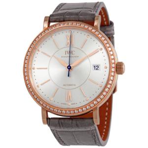 Portofino 18kt Rose Gold Automatic Diamond Silver Dial Watch IW458107