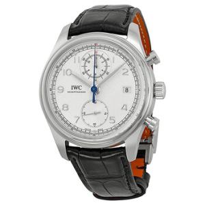 Portuguese Classic Automatic Chronograph Silver Dial Black Leather Strap Watch IW390403