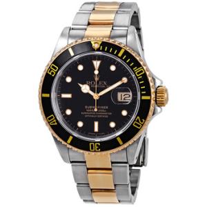 PreOwned Rolex Submariner Black Dial TwoTone Watch 16613BKSO