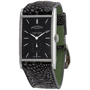 Preowned Armand Nicolet L11 Black Dial Hand Wound Leather Watch 9680ANRPK4140NR