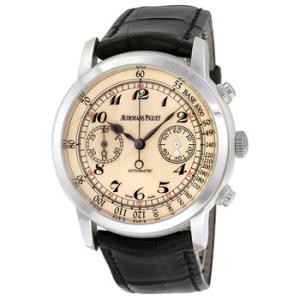 Preowned Audemars Piguet Jules Audemars Chronograph Tachymeter Off White Dial Watch 26100BC.OO.D002CR.01