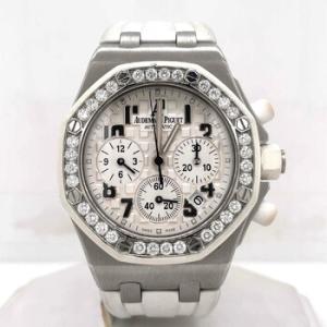 Preowned Audemars Piguet Royal Oak Offshore Chronograph Diamond Silver Dial Watch 26048SK.ZZ.D010CA.01