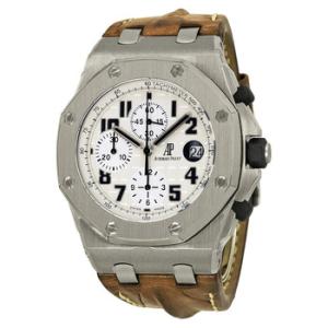 Preowned Audemars Piguet Royal Oak Offshore Chronograph Silver Waffle Design Dial Watch 26170ST.OO.D091CR.01