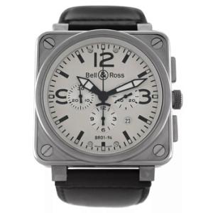 Preowned Bell  Ross Aviation Type Chronograph Automatic Silver Dial Watch BR0194S