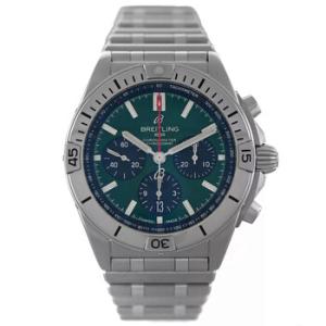 Preowned Breitling Chronomat B01 Chronograph Automatic Chronometer Green Dial Watch AB0134