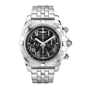 Preowned Breitling Chronomat Chronograph Automatic Chronometer Black Dial Watch AB0110