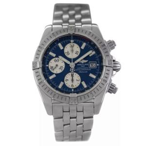 Preowned Breitling Chronomat Evolution Chronograph Automatic Chronometer Blue Dial Watch A13356