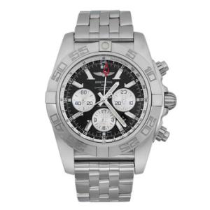 Preowned Breitling Chronomat GMT Chronograph GMT Automatic Chronometer Black Dial Watch AB041012BA69SS