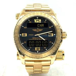 Preowned Breitling Emergency Perpetual Alarm GMT Quartz AnalogDigital Chronometer Black Dial Watch K76321