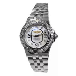 Preowned Breitling Galactic Quartz Chronometer Diamond White Dial Watch A71340