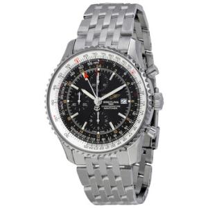 Preowned Breitling Navitimer World GMT Chronograph Automatic Black Dial Watch A2432212B726453A