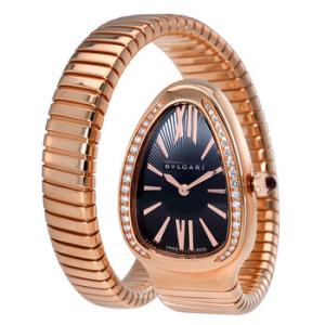 Preowned Bvlgari Serpenti Tubogas Diamond Black Opaline with guilloche soleil treatment Dial Watch