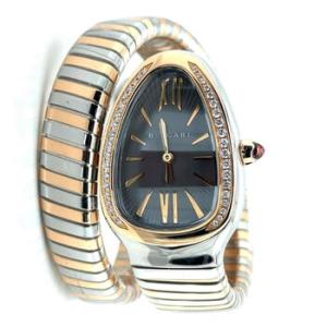 Preowned Bvlgari Serpenti Tubogas Diamond Grey Lacquered Dial Watch