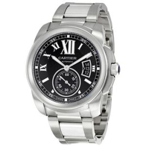 Preowned Cartier Calibre De Cartier Black Dial Watch W7100016