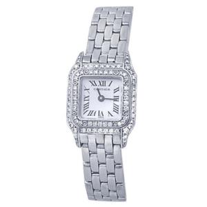 Preowned Cartier Mini Panthere Quartz Diamond Silver Dial Watch WF3210F3
