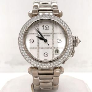 Preowned Cartier Pasha Automatic Diamond Silver Dial Watch