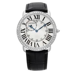 Preowned Cartier Ronde Louis Cartier GMT Diamond Silver Dial Watch WR007002