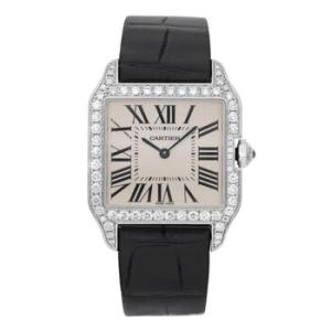 Preowned Cartier Santos Dumont Diamond Silver Dial Watch WH100251