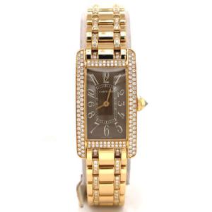 Preowned Cartier Tank Americaine Quartz Diamond Brown Dial Watch