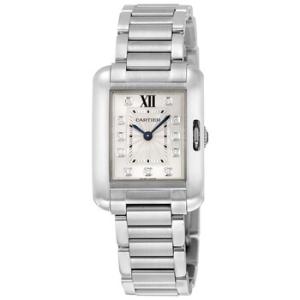Preowned Cartier Tank Anglaise Diamond Silver Dial Watch W4TA0003