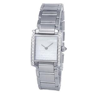 Preowned Cartier Tank Francaise Quartz Diamond Silver Dial Watch WE1024S3