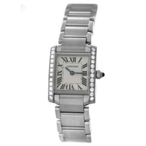 Preowned Cartier Tank Francaise Quartz Diamond White Dial Watch W4TA0008