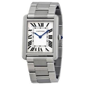 Preowned Cartier Tank Solo Pale Silvered Opaline Dial Watch W5200014