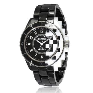 Preowned Chanel J12 Automatic Chronometer Crystal Black Dial Watch H7988