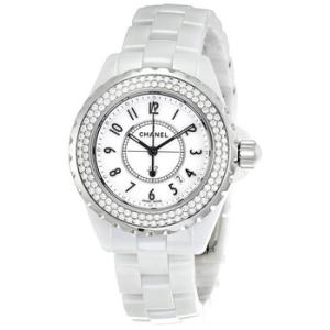 Preowned Chanel J12 Diamonds Diamond White Dial Watch H0967