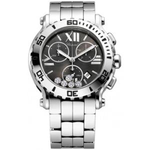 Preowned Chopard Happy Sport Chrono Chronograph Black Dial with 5 Floating Diamonds Dial Watch
