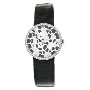 Preowned Christian Dior La D De Dior Quartz Diamond Black Dial Watch CD042113
